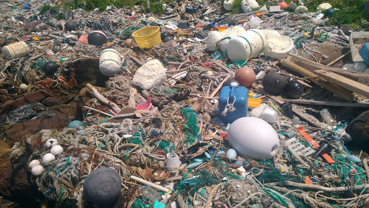 ゴミが散乱した海岸